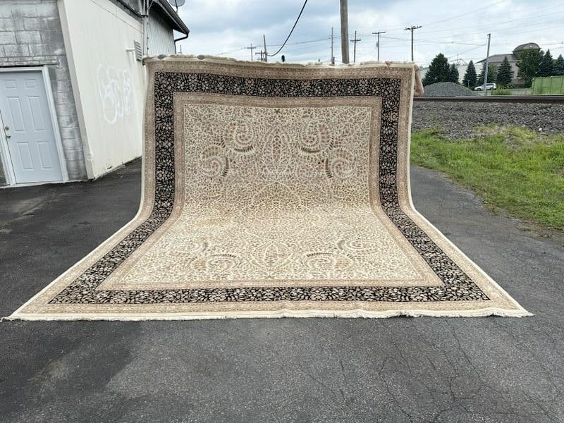 Very large handmade wool oriental carpet from fine estate in Hudson Valley weekend home, little use, (1 of 4)