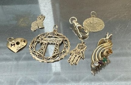 Misc. estate 14k lot to include Chai, and some pendants, as pictured. Total weight is 5.8
