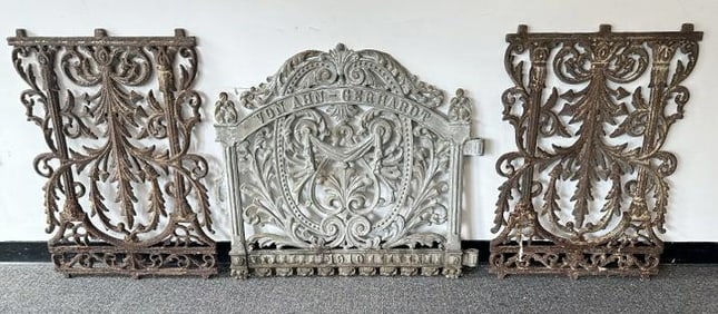 (3) pc. Architecural lot to include wonderful cemetary gate measuring 32" high x 37" wide & (2)