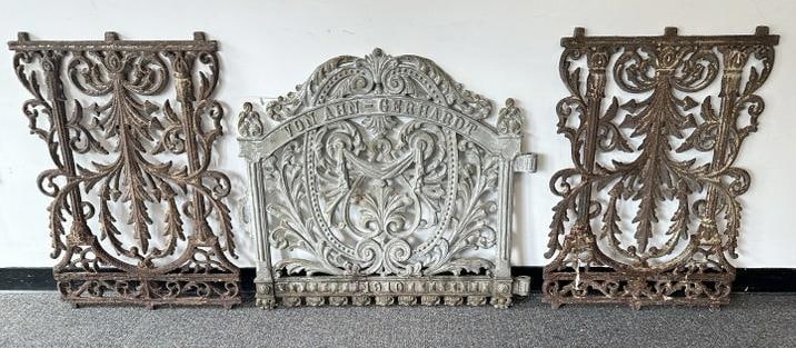 (3) pc. Architecural lot to include wonderful cemetary gate measuring 32" high x 37" wide & (2) (1 of 1)