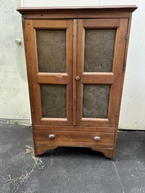 19th c pine pie safe with tin panels, found in Hudson Valley estate, nice overall condition,