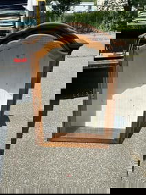 Hanging display cabinet, nice condition, from local estate. Measures 40.5" high x 28.5" wide x 9.75"