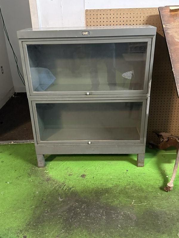 Nice industrial metal (2) stack barrister bookcase, found in local estate, structurally sound, (1 of 3)