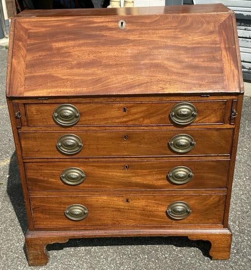 18th century or early 19th c dropfront desk, wonderful form and patina, great brass handles. (1 of 6)
