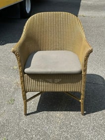 Nice old wicker chair, structurally sound, nice form and in nice condition. From local estate.