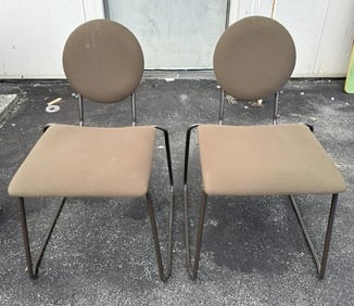 Pair contemporary Italian chairs, nice condition, measure 31.25" high x 21" wide x 23.5" deep.