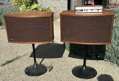 Pair Mid Century form BOSE speakers on stands, with equalizer, working order, from local estate in