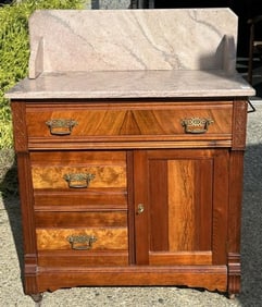Victorian marble top washstand with backsplash, from Hudson Valley estate, structurally sound, with