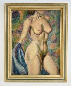 Ruth Evans (?) impressionist o/c female nude, signed lower left ( that's what signature looks like