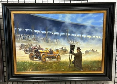 Rare David Uhl oil on canvas painting titled ( IN THE BEGINNING ), and used as the cover for the