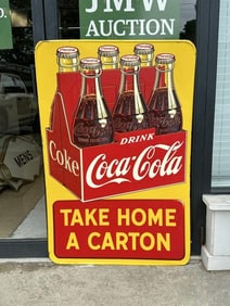 COCA COLA (1951) tin lotho sign, in nice overall condition, some small dings and paint loss on