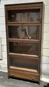 (4) stack oak barrister bookcase, from local estate, quarter sewn oak, structurally sound, original
