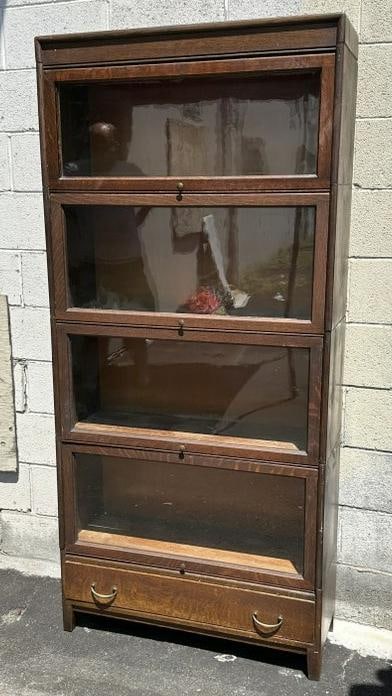 (4) stack oak barrister bookcase, from local estate, quarter sewn oak, structurally sound, original (1 of 4)