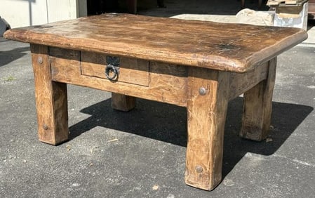 One drawer hardwood low stand - table, from Hudson Valley estate, nice form, and structurally sound.