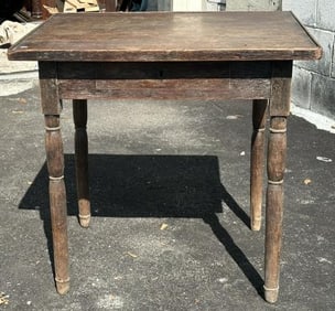 Nice weathered oak one drawer country stand, nice worn patina, structurally sound, from Hudson