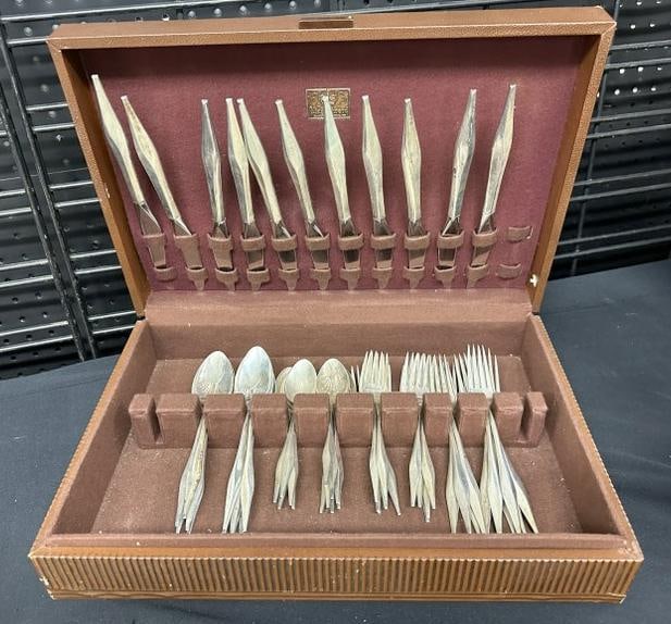 Wallace Sterling silver flatware set, from local estate, includes (12) soup spoons, (12) teaspoons, (1 of 6)