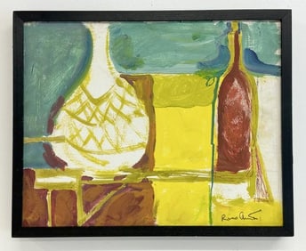 Rocco Armento (1924-2011) gouache on board impressionist still life, signed lower right. Measures