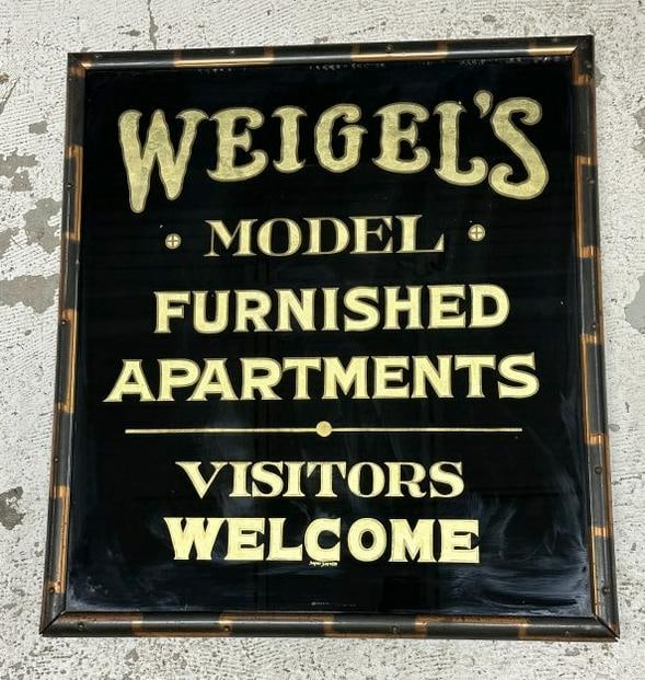 Wonderful early reverse painted sign, circa 1890's or so, in original frame, gilt lettering over (1 of 3)