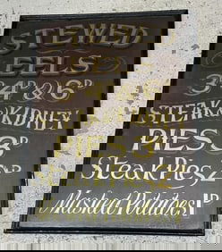 Wonderful circa 1900 handpainted sign with gilt lettering, from estate of old time antique dealer in