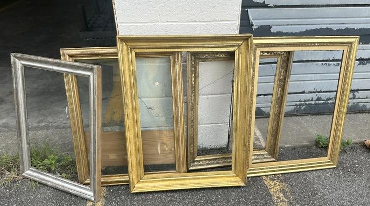 Lot of (5) gilt frames, 19th c or so, one silver gilt, different sizes, from estate of Hudson NY art (1 of 1)