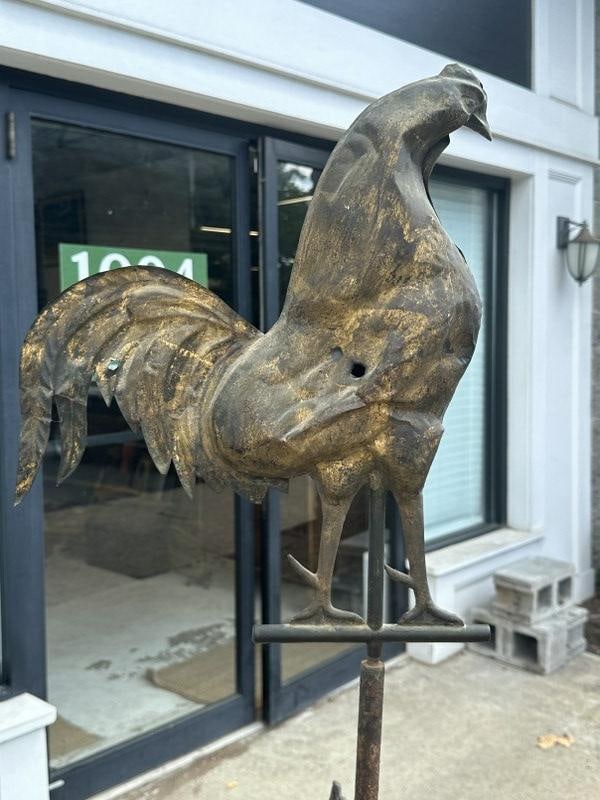 19th c Rooster weathervane, from Hudson Valley estate, just as we found it, bullet hole, some (1 of 3)
