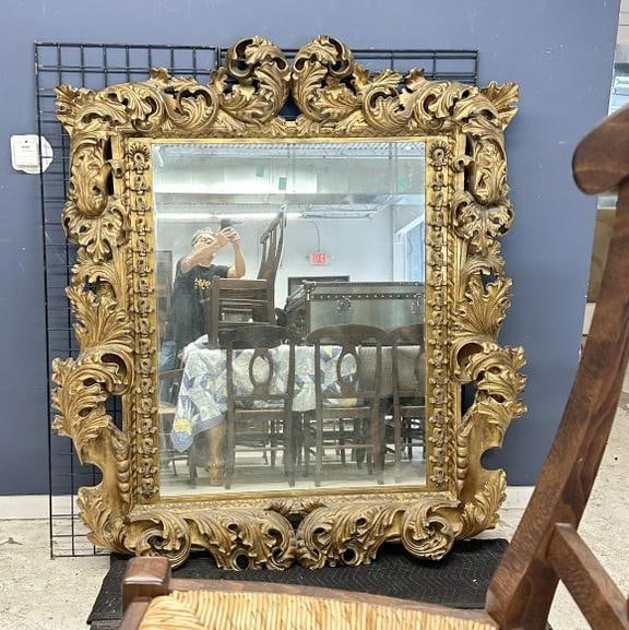 Fabulous oversized carved gilt fancy mirror, from Boston estate we are selling, in nice overall (1 of 6)