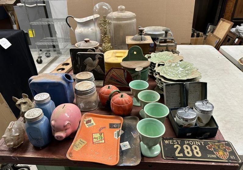 Big misc. estate lot old kitchen wares, glass, ceramics and more, just as we found it in Hudson (1 of 11)