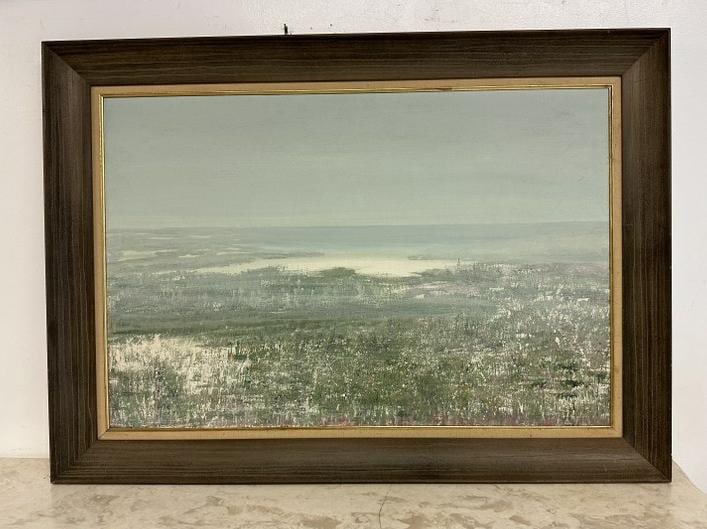 Barbara Joan Cocker (1923 - 2009 ) o/b impressionist seascape with water in background. Nice estate (1 of 2)