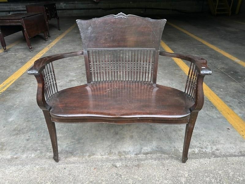Mahogany spindle back settee, from Hudson Valley estate, nice overall condition, dark finish, (1 of 2)