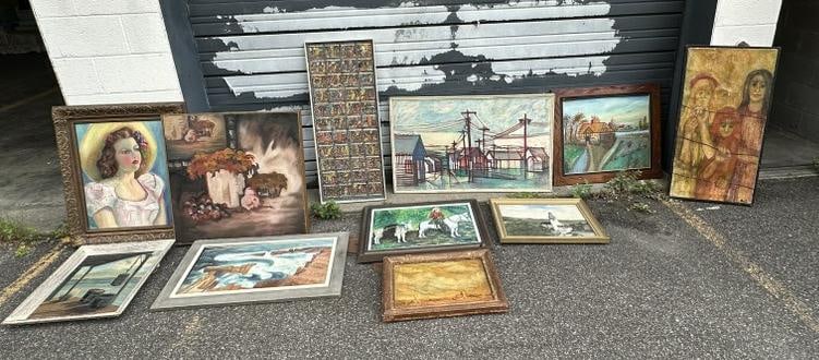 (11) misc.oil paintings from Hudson New York estate of Albert Burnette Roberts, all states of (1 of 5)