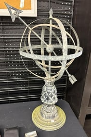 Contemporary armillary from local estate, measures approx. 25" high.