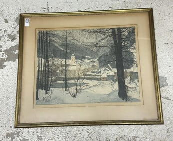 Luigi (Alois Heinrich) Kasimir (1881 - 1962) signed etching titled ( LILIENFELD ). Nice condition,