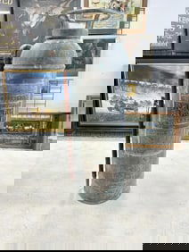 Nice old copper fire extinguisher with green patina, just as we found it in Hudson Valley estate,