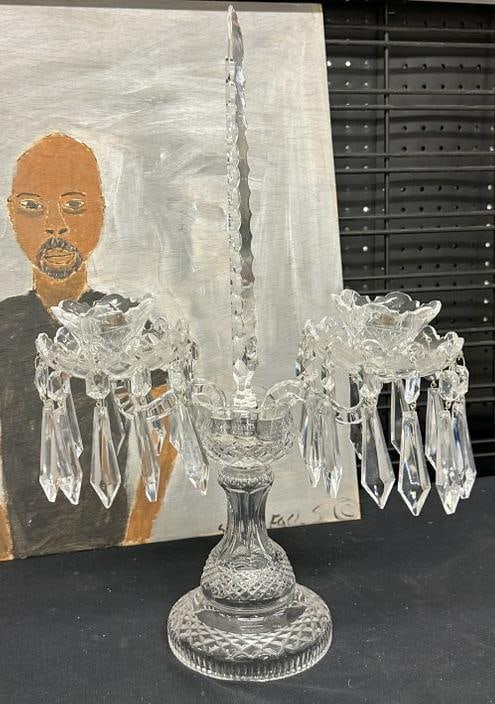 WATERFORD double arm candelabra, nice estate condition, measures 20" high. (1 of 1)