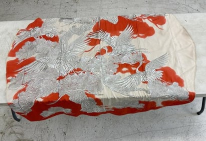 Asian silk kimona type robe, fancy work embroidered dragons, from local estate in Hudson