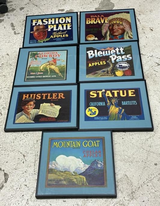 (7) framed crate labels, from local home in Hudson Valley, nicely framed, and ready to go…. (1 of 3)