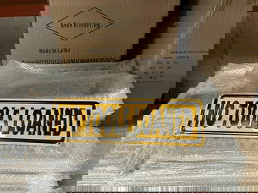 8 cases NO TOOLS LOANED tin embossed signs (5.5" X 18") 294 pcs.