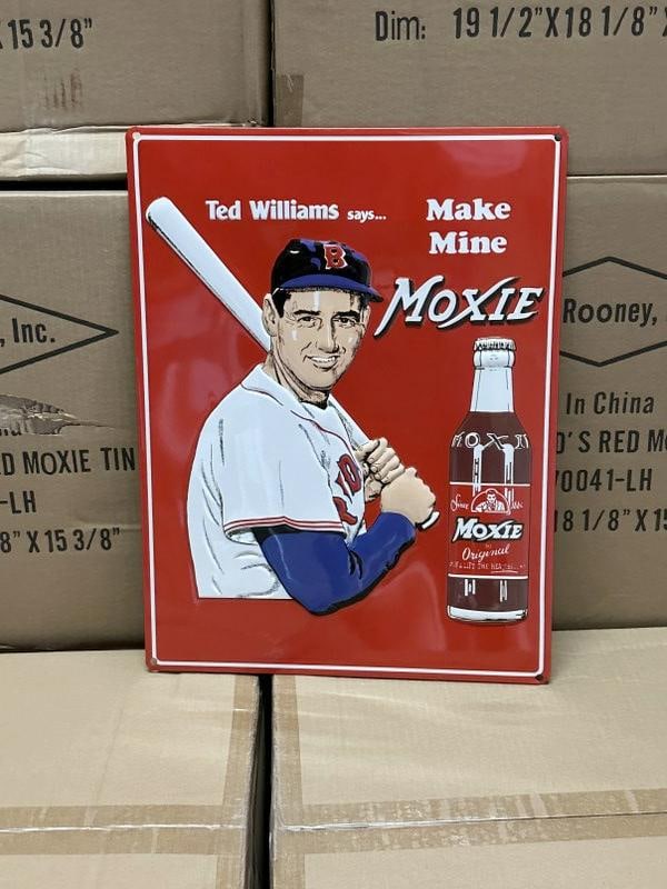 9 cases MOXIE W/TED WILLIAMS tin embossed signs (17" X 13") 378 pcs. (1 of 1)