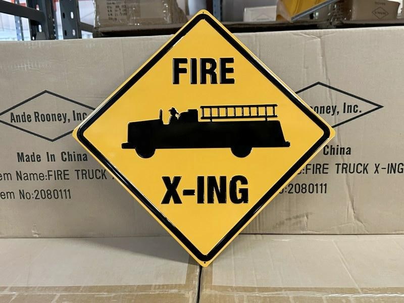 11 cases FIRE CROSSING tin embossed signs (18" X 18") 42 in a case, 462 pcs. (1 of 1)