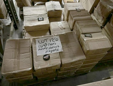 (64) cases of magnets, (18,432 total pieces ), (288) in each case, includes HARLEY DAVIDSON, GEAR