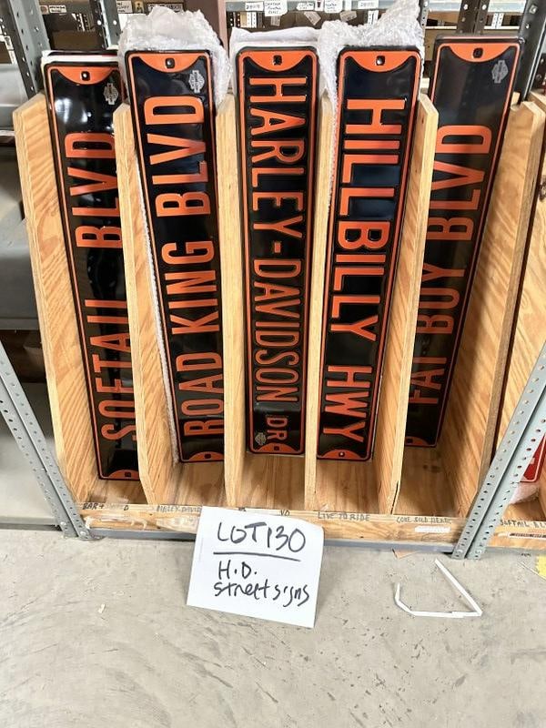 Lot of HARLEY DAVIDSON STREET SIGNS, tin embossed & enamel, they measure 36" x 6", over 50 pcs. (1 of 1)