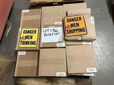 (33 cases-495 pcs ) DANGER WOMEN THINKING & DANGER WOMEN SHOPPING enamel signs….