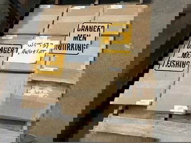 (31 cases- 500 pcs. ) enamel DANGER MEN WORKING & DANGER MEN FISHING signs.