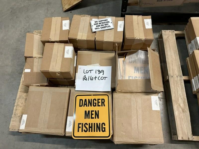 (27 cases- 780 pieces ) enamel signs- DANGER MEN FISHING & NO SAMPLES….. (1 of 1)