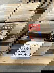 (35) cases 525 total pieces ) enamel WESTERN SUPER X SHELLS signs, they measure 14.5" x 8.75".