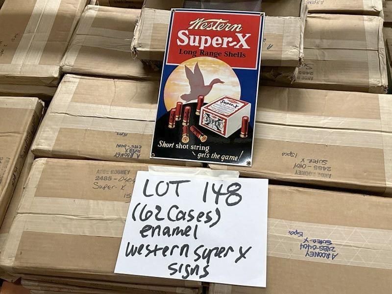 (62 ) cases - 930 pieces ) enamel signs - WESTERN SUPER X SHELLS, (15) in each case. (1 of 2)