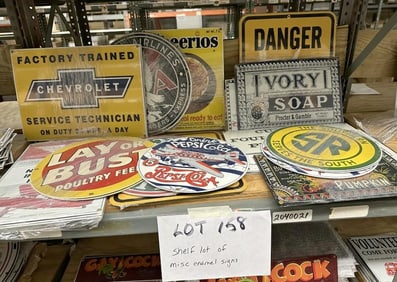 Approx (40) enamel signs incl. PEPSI COLA, IVORY SOAP, CHEVROLET, CHEERIOS, AMERICAN AIRLINES &