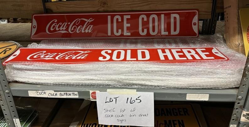 COCA COLA (approx. 30 pcs.)  tin embossed street signs, measure 36" x 6". (1 of 1)