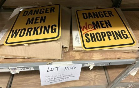 Approx. (35 pcs. ) enamel signs - DANGER MEN WORKING & DANGER WOMEN SHOPPING.