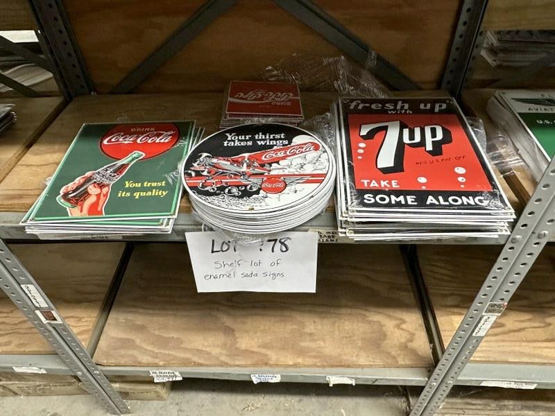 Over (50) enamel signs including COCA COLA & 7 UP….. (1 of 4)